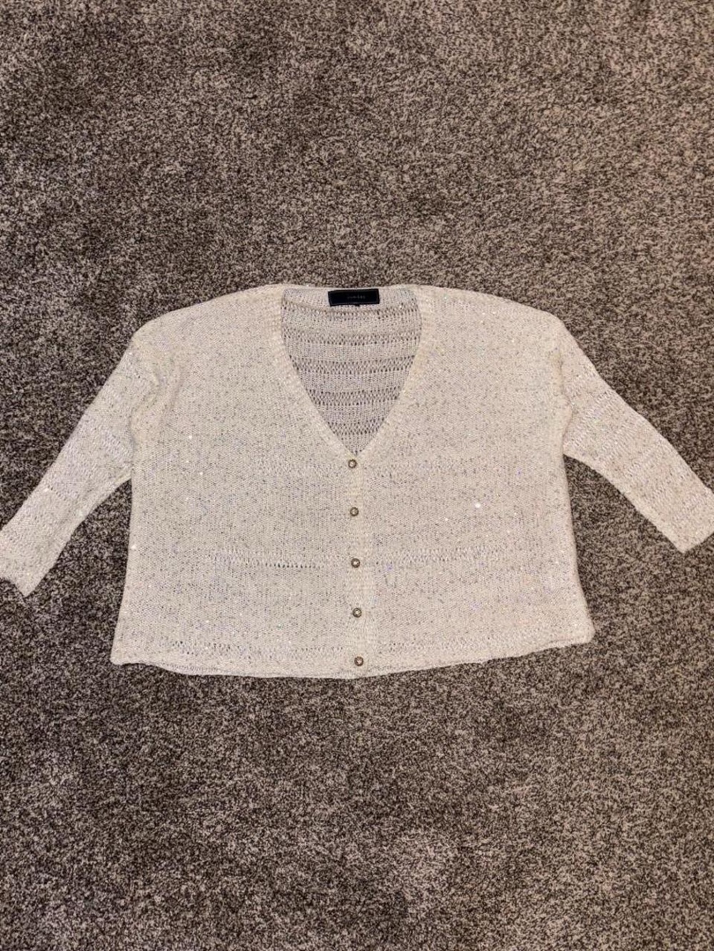 Lumière white sparkly cardigan with sequins